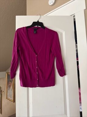 New York & Company Vibrant Fuchsia Cotton cardigan